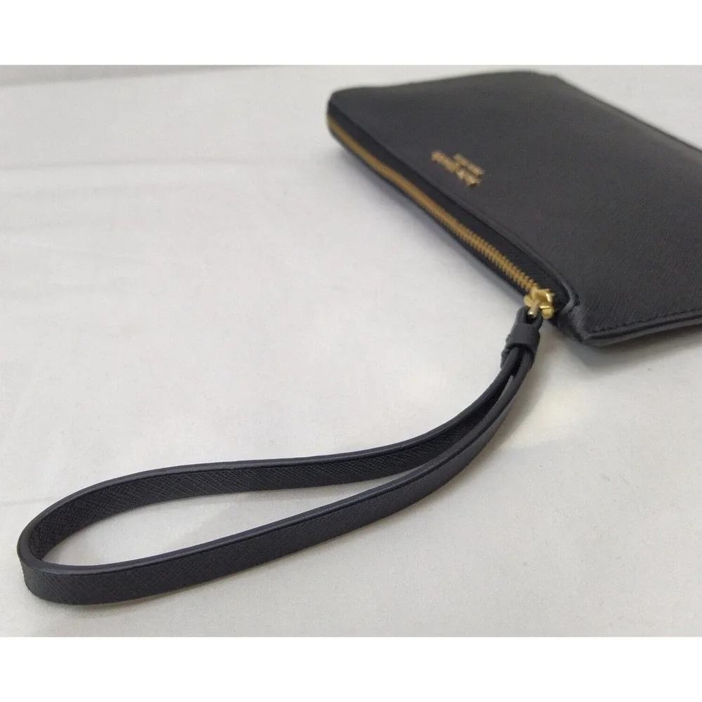 Kate Spade New York Black Leather Zipper Closure Credit Card Wristlet - Wallet